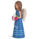 Blue Joy Angel with Flowers 3.5 inch Resin Decorative Tabletop Figurine