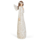 Speckled Cream Angel with Hand On Heart 8.25 inch Resin Decorative Tabletop Figurine