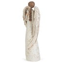 Speckled Cream Angel with Textured Wings and Cross 8 inch Resin Decorative Tabletop Figurine