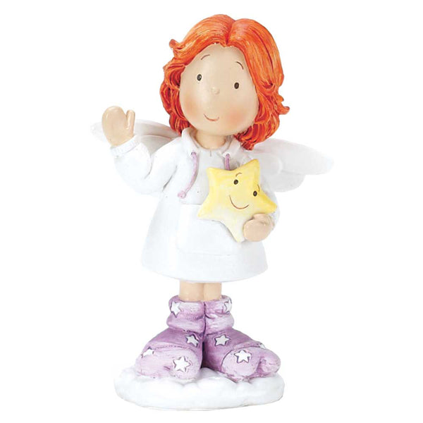 Dicksons Redheaded Angel Holding Smiling Star 3.5 Inch Resin Tabletop Angel Figurine