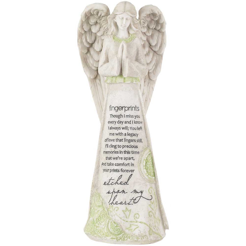 Dicksons Fingerprints Etched Upon My Heart 11.25 Inch Resin Tabletop Praying Angel Figurine