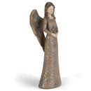 Cinnamon Brown Textured Angel with Cross 10 inch Resin Decorative Tabletop Figurine