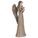 Cinnamon Brown Textured Angel with Dove 10 inch Resin Decorative Tabletop Figurine