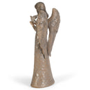 Cinnamon Brown Textured Angel with Dove 10 inch Resin Decorative Tabletop Figurine