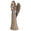 Cinnamon Brown Textured Angel with Dove 10 inch Resin Decorative Tabletop Figurine