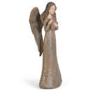 Cinnamon Brown Textured Angel with Heart 10 inch Resin Decorative Tabletop Figurine