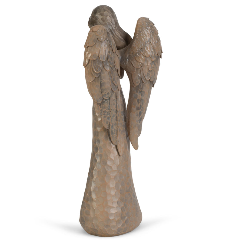 Cinnamon Brown Textured Angel with Heart 10 inch Resin Decorative Tabletop Figurine
