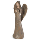 Cinnamon Brown Textured Angel with Heart 10 inch Resin Decorative Tabletop Figurine