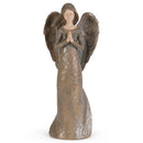 Cinnamon Brown Textured Angel with Praying Hands 10 inch Resin Decorative Tabletop Figurine