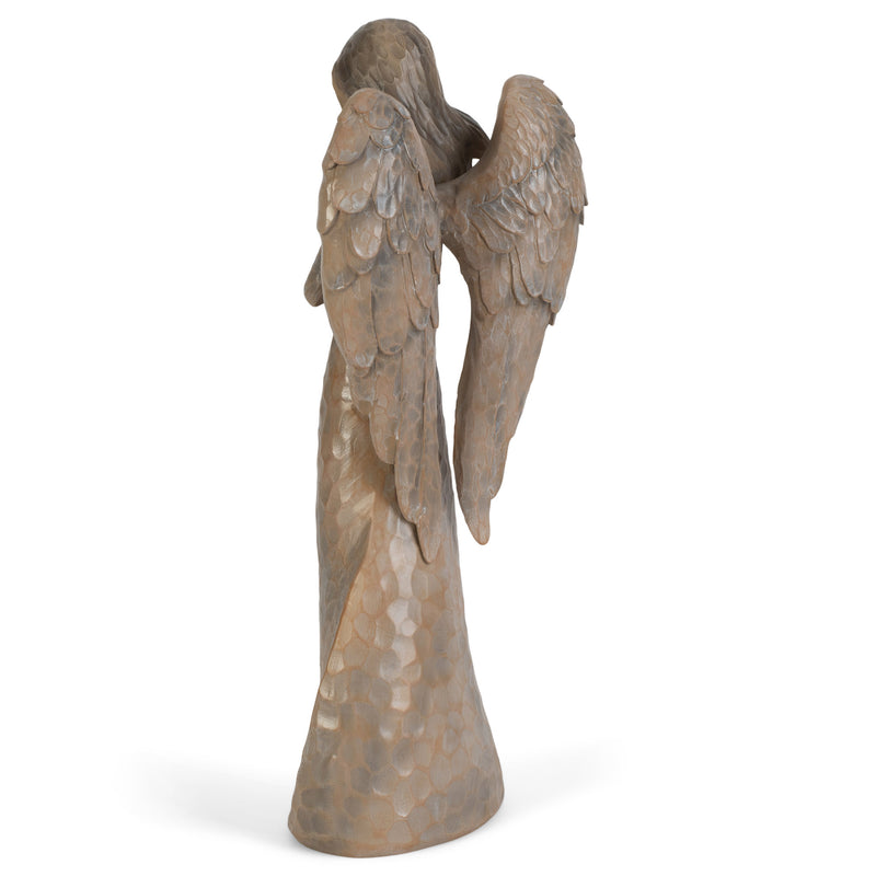 Cinnamon Brown Textured Angel with Praying Hands 10 inch Resin Decorative Tabletop Figurine