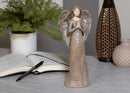 Cinnamon Brown Textured Angel with Praying Hands 10 inch Resin Decorative Tabletop Figurine