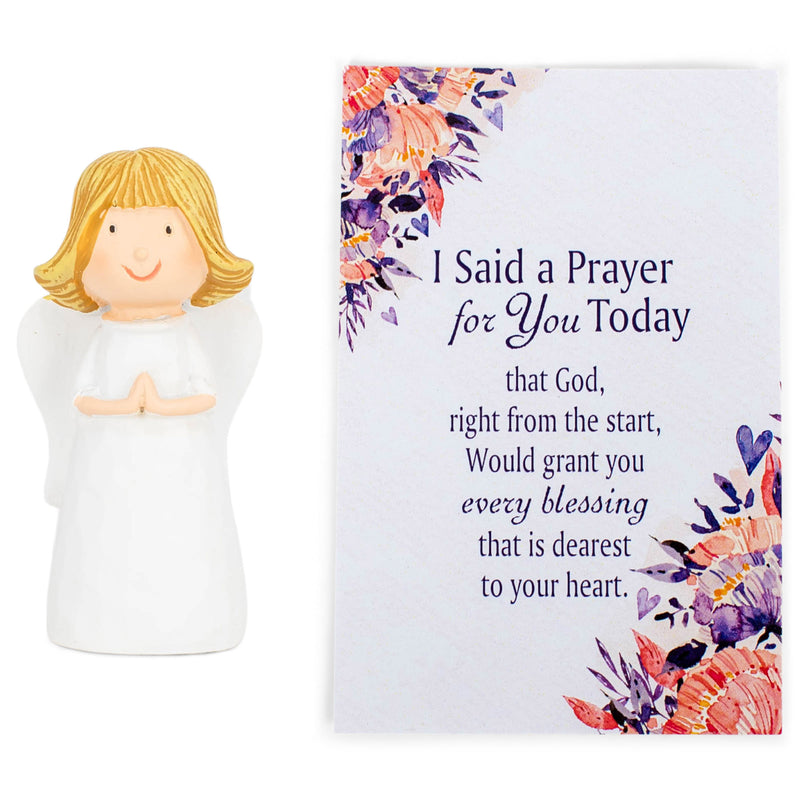 Said A Prayer For You White Angel 2.5 inch Resin Decorative Tabletop Figurine With Card