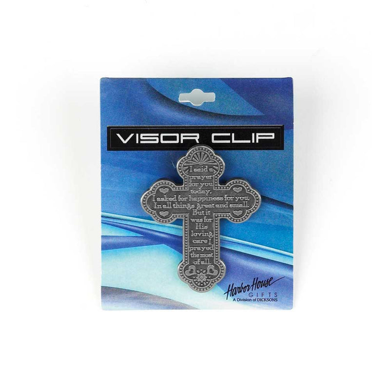 Dicksons I Said a Prayer for You Decorative Cross Stamped Metal Visor Clip