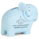 Soft Blue Friendly Elephant 4 inch Resin Piggy Money Bank