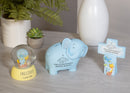 Soft Blue Friendly Elephant 4 inch Resin Piggy Money Bank