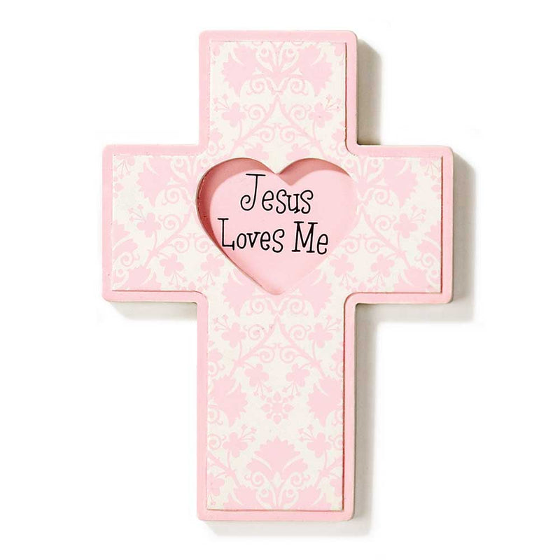 Dicksons Loves Me Heart Pink 6 x 8 Wood Hanging Wall Cross Sign Plaque