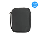 Matte Black Stitched Cross 8 x 6 Fabric  Zippered Bible Cover Case with Handle, Compact