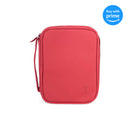 Matte Red Stitched Cross 8 x 6 Fabric  Zippered Bible Cover Case with Handle, Compact