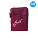 Burgundy Jesus Embroidered Polyester Bible Cover Case with Handle, X-Large