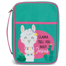 Llama Tell You About Jesus Pink Large Canvas Bible Cover with Handle