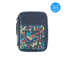 Colorful Floral Pattern with Bird Large Canvas Bible Cover with Handle