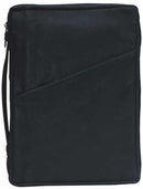 Black Classic Leather Bible Cover Case with Handle, X-Large