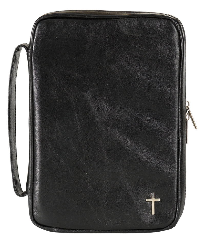 Dicksons Black Genuine Leather Zippered Bible Cover Large Print