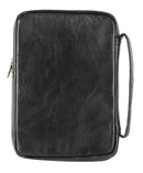 Dicksons Black Genuine Leather Zippered Bible Cover Large Print