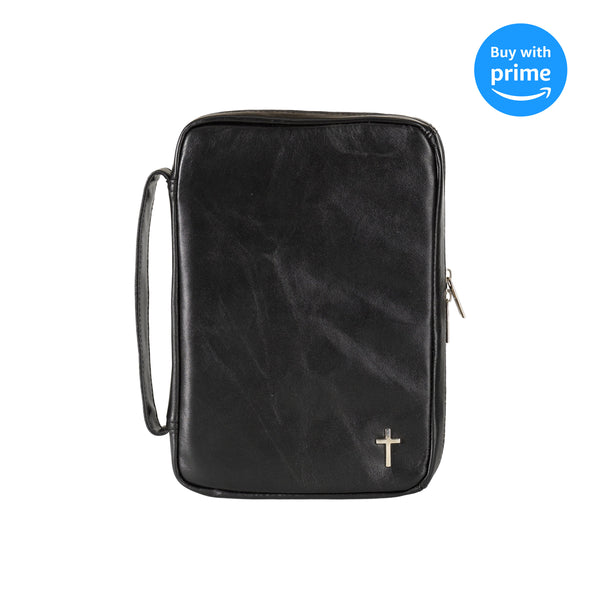 Dicksons Black Genuine Leather Zippered Bible Cover Large Print