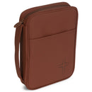 Caramel Brown Cross Large Vinyl Bible Cover with Handle