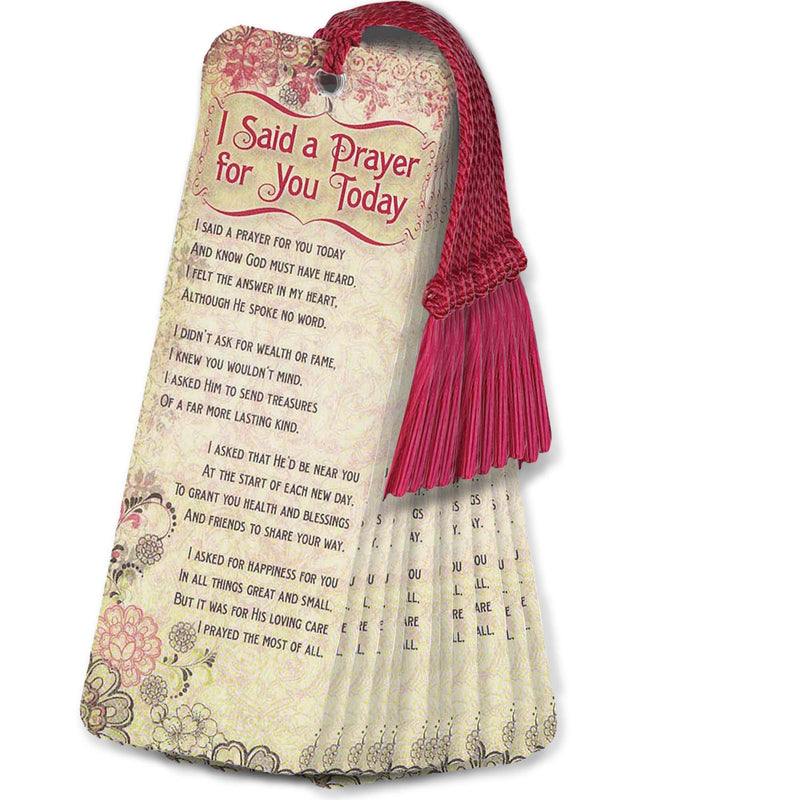 I Said A Prayer for You Today Pink Floral Cardstock Tassel Bookmarks, Pack of 12