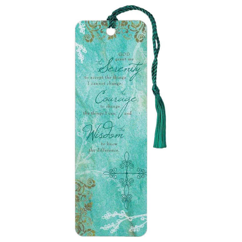 Serenity Prayer Aqua Blue 6 x 2 Cardstock Tassel Bookmarks Pack of 12