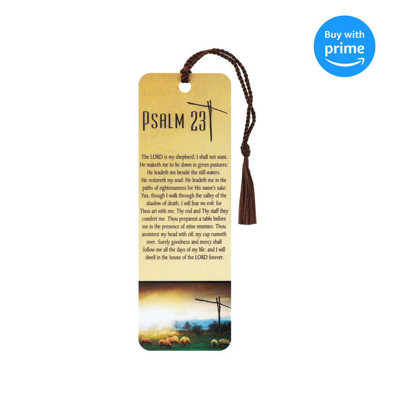 Psalm 23 Cross Sheep Golden Pasture Cardstock Tassel Bookmarks, Pack of 12