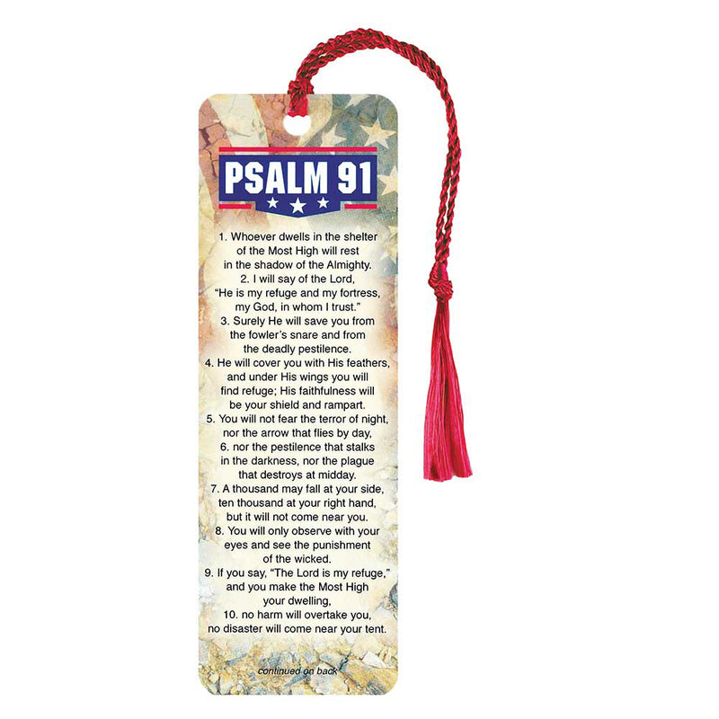 Psalm 91 Full Verse American Flag Cardstock Tassel Bookmarks, Pack of 12