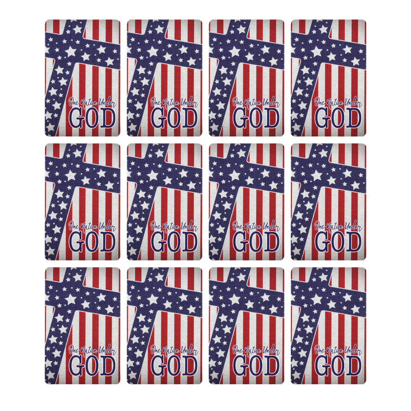 One Nation Under Red White Blue Cross 2.5 x 4 Cardstock Bookmark Pack of 12