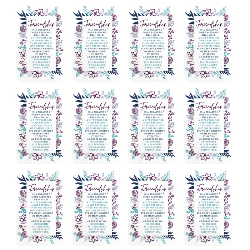 Friendship Treasure Purple Floral 2.5 x 4 Cardstock Bookmark Pack of 12
