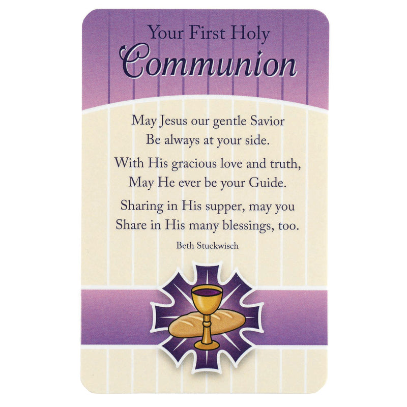 First Holy Communion Purple 4 x 2.5 Cardstock Inspirational Bookmarks Pack of 12