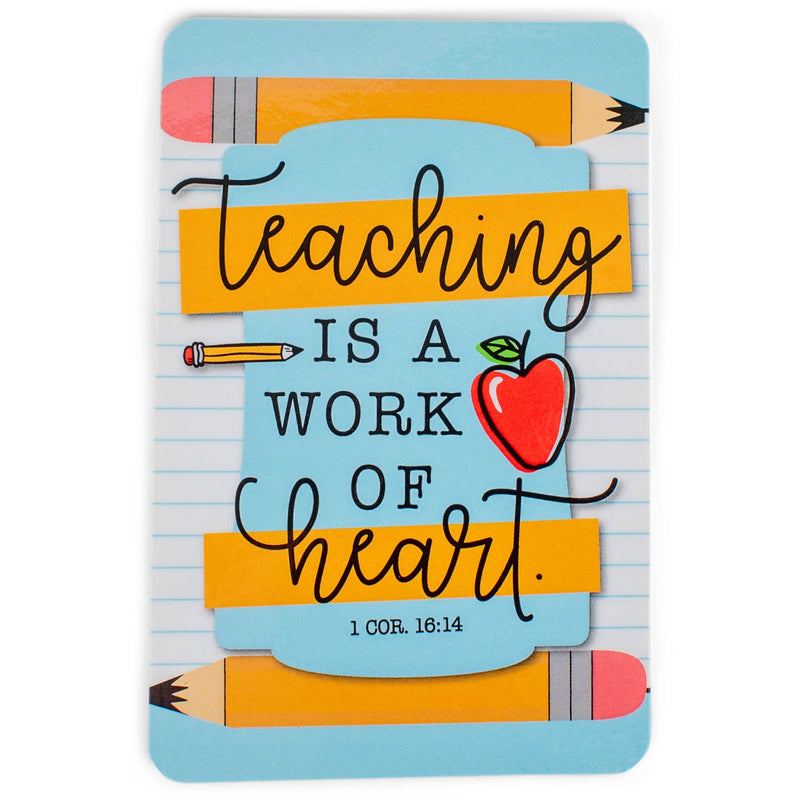 Teaching Is A Work Of Heart Yellow Pencil 4 x 2.5 Paper Keepsake Bookmark