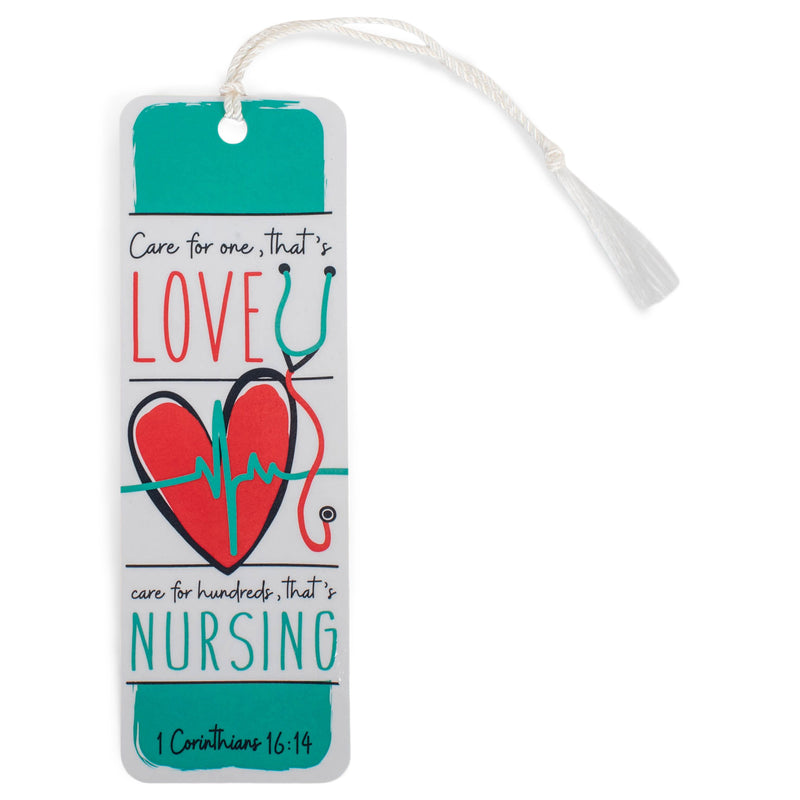 Care Love Nursing Teal 2 x 6 Paper Keepsake Bookmark with Tassel