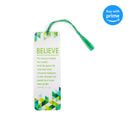 Believe Green Geometric 2 x 6 Paper Keepsake Bookmark with Tassel