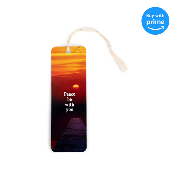 Peace Be With You Orange Sunset 2 x 6 Paper Keepsake Bookmark with Tassel