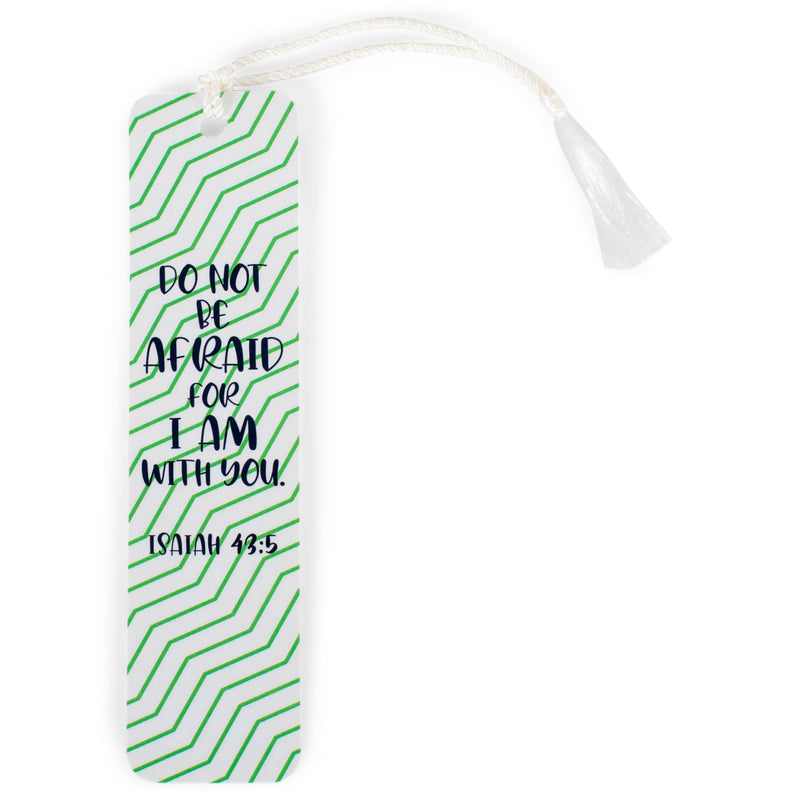 Do Not Be Afraid With You Green Stripe 2 x 6 Paper Keepsake Bookmark