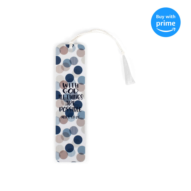 All Things Possible Blue Polka Dot 2 x 6 Paper Keepsake Bookmark