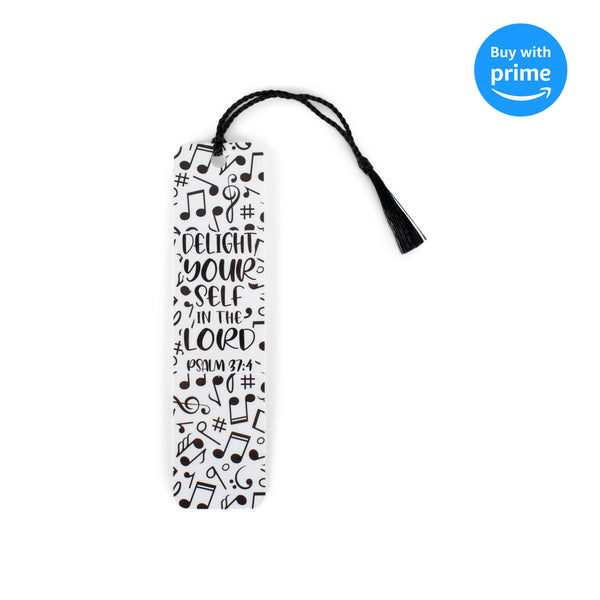 Delight Yourself Black Musical Note 2 x 6 Paper Keepsake Bookmark