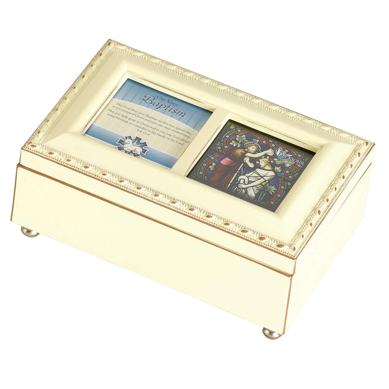 On Your Baptism Blue Classic Cream 6 x 4 Acrylic Music Box Plays Ave Maria