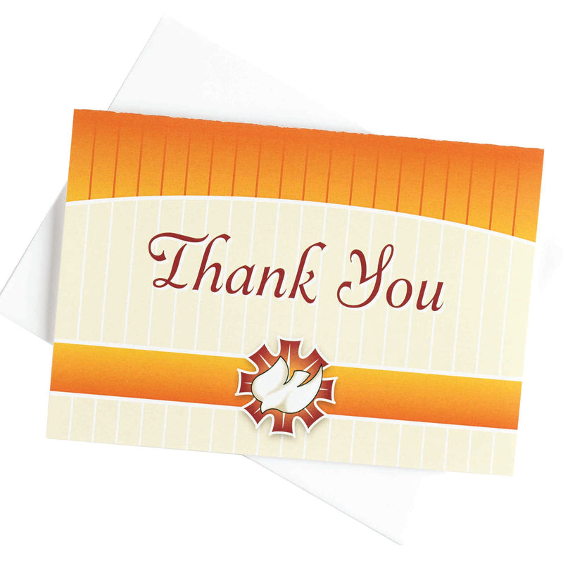 Confirmation Orange 5 x 4 Paper Thank You Cards and Envelopes Pack of 10