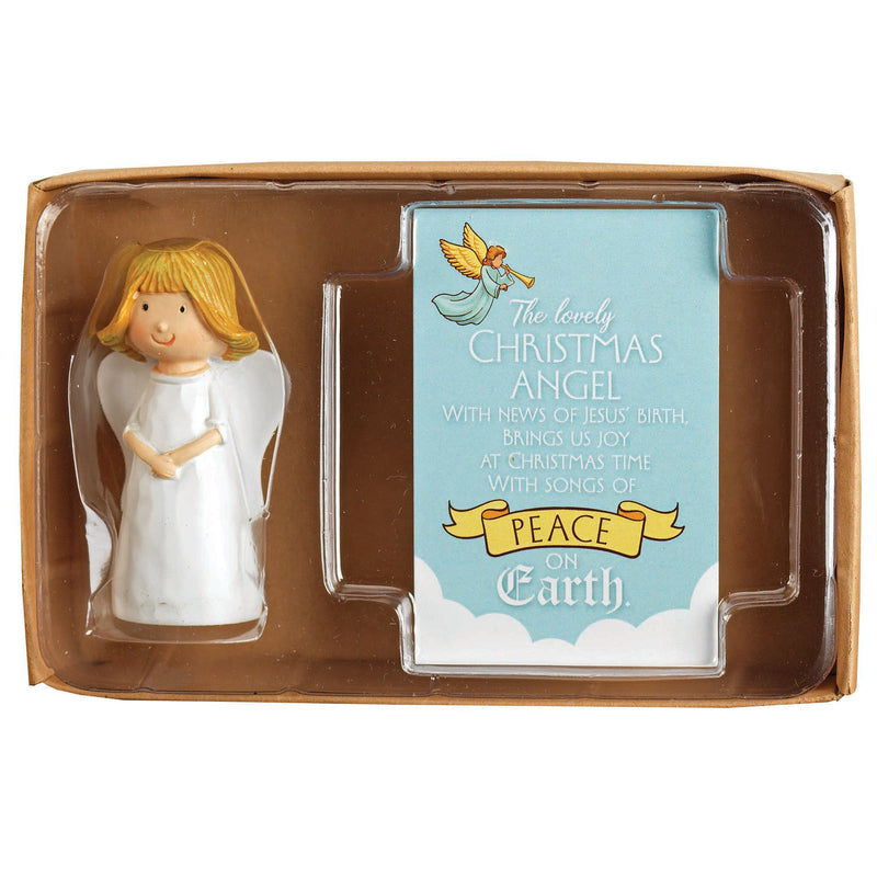 Peace Angel White 3.5 x 5.5 Resin and paper Decorative Tabletop Figurine with Card