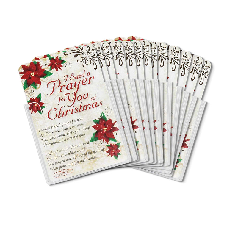 I Said A Prayer Poinsettia Red 2.5 x 4 Cardstock Christmas Pocket Card, Pack of 12