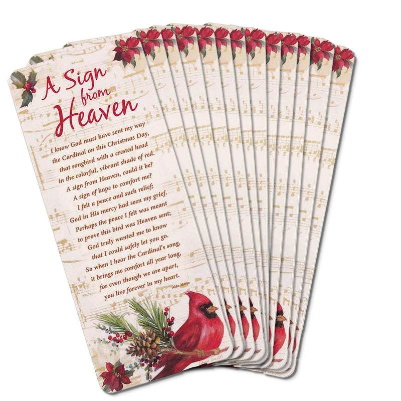 A Sign from Heaven Cardinal 2.5 x 7 Cardstock Christmas Bookmark, Pack of 12