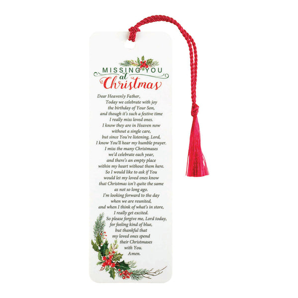 Missing You At Christmas Red 6 x 2 Paper Bookmark with Tassel